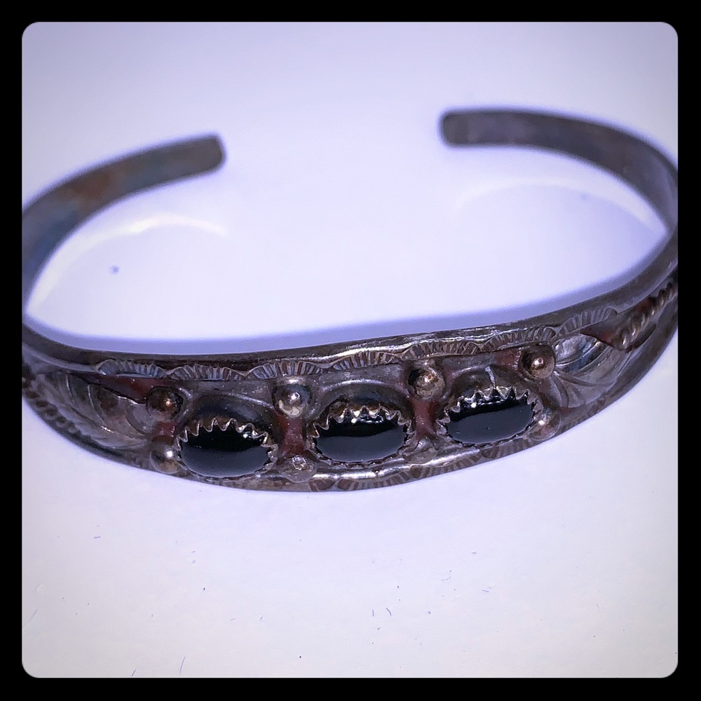 Onyx and sterling silver bracelet